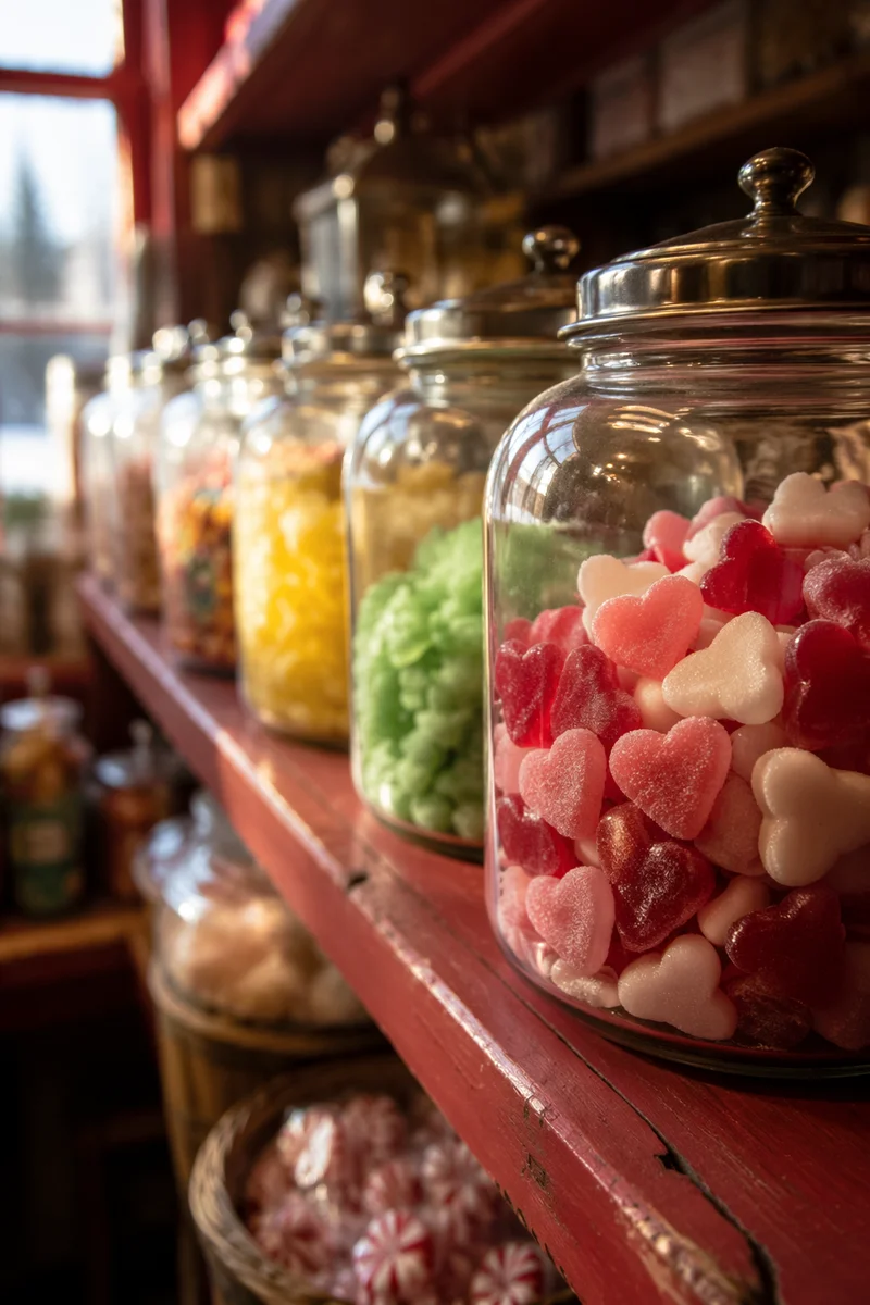 Colorful Candy Jars in Vintage Sweet Shop