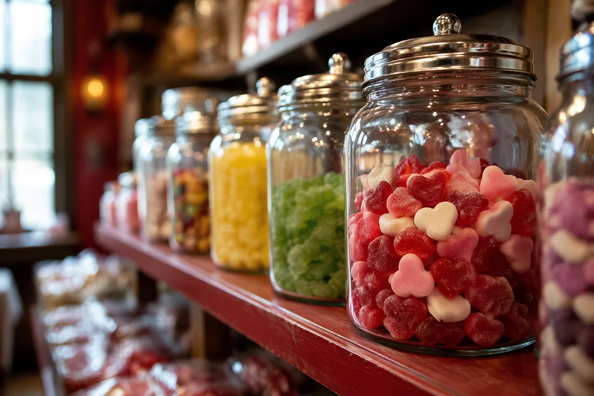 Colorful Candy Jars in Vintage Sweet Shop