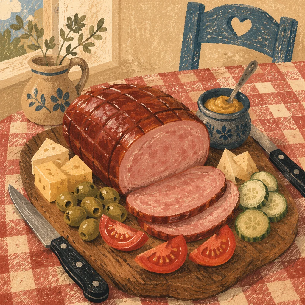Rustic Charcuterie Board with Meat and Olives