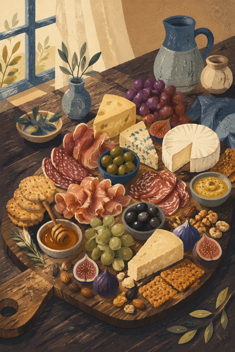 Rustic Charcuterie Board with Meats and Cheese