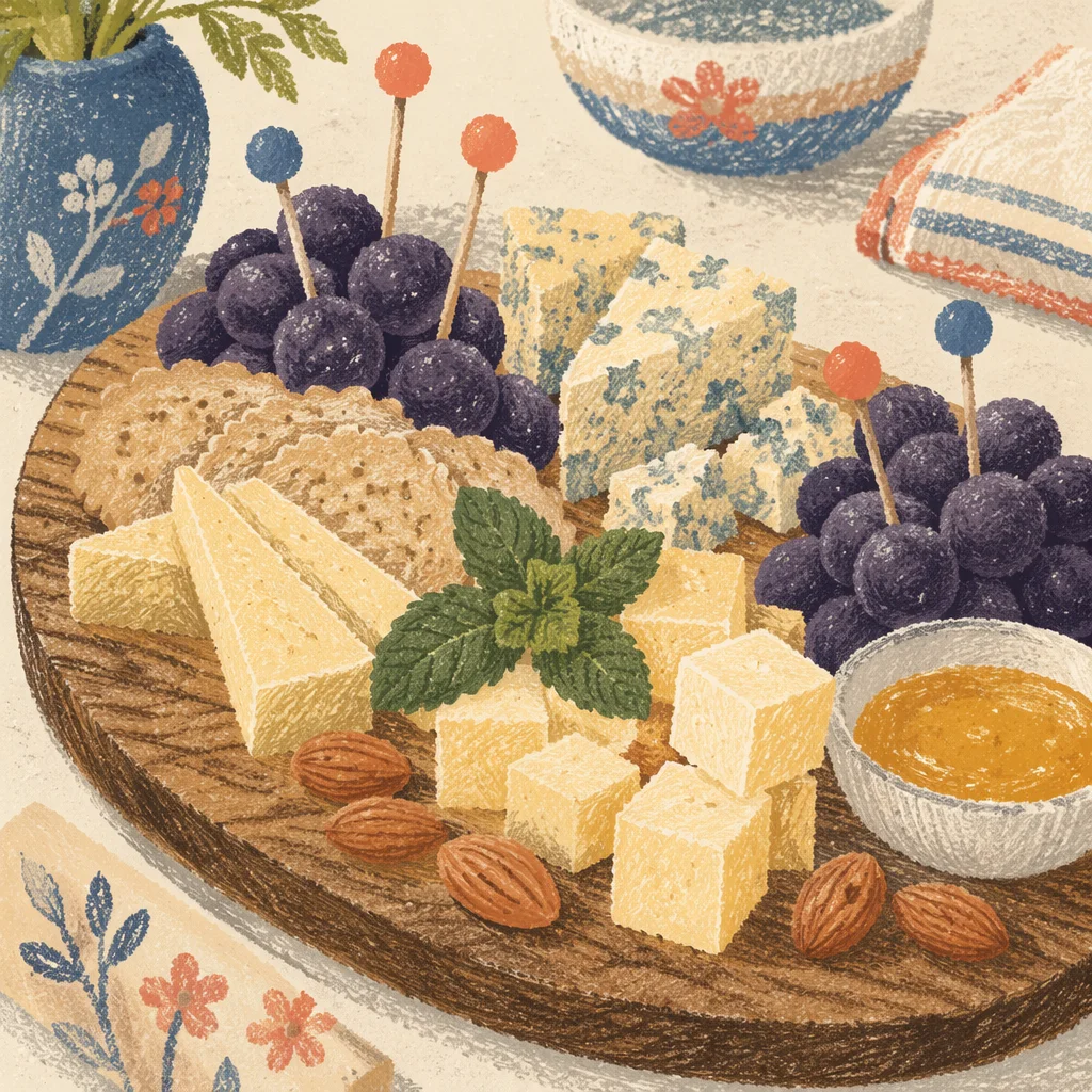 Rustic Cheese Board with Grapes and Honey