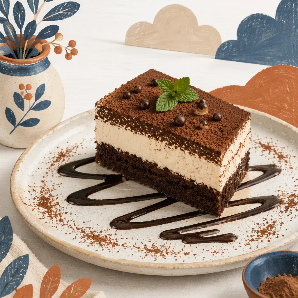 Elegant Chocolate Layer Cake on White Plate
