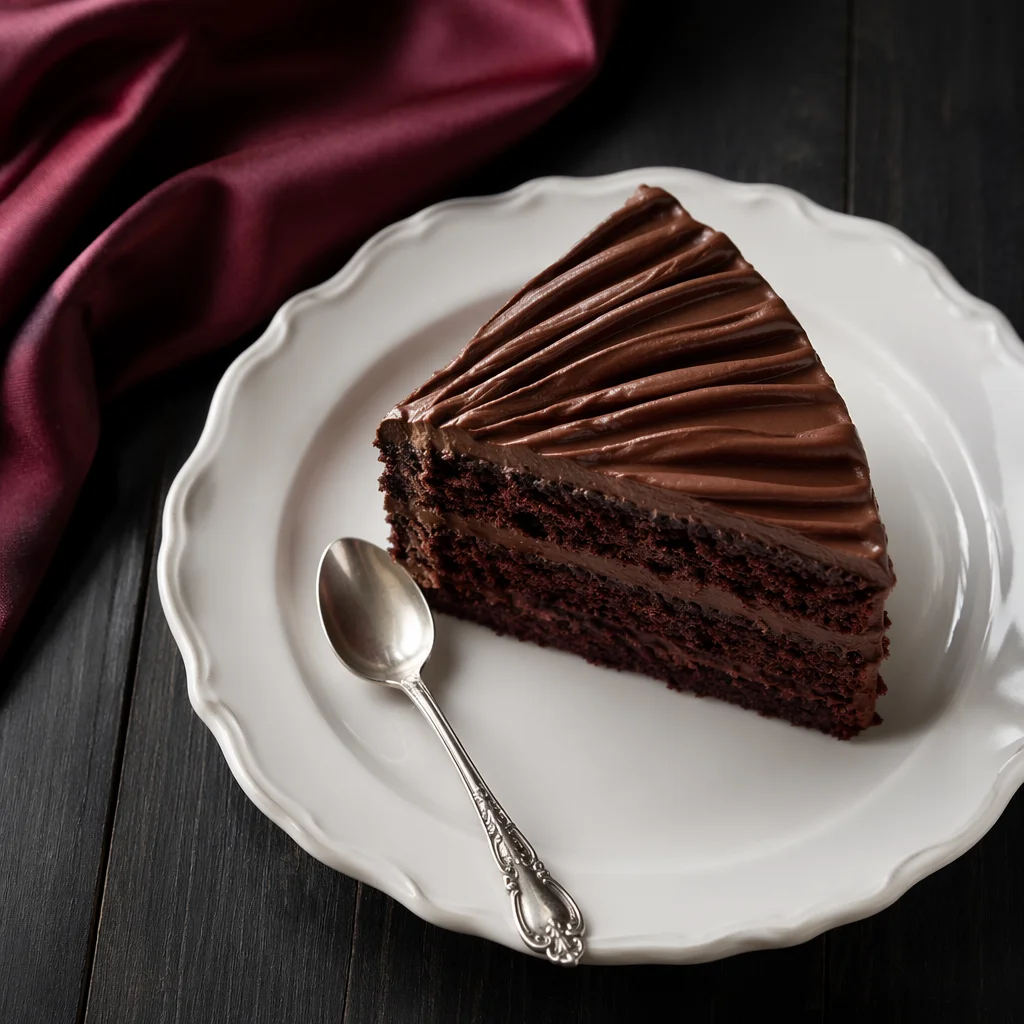 Elegant Chocolate Cake Slice Dessert Still Life