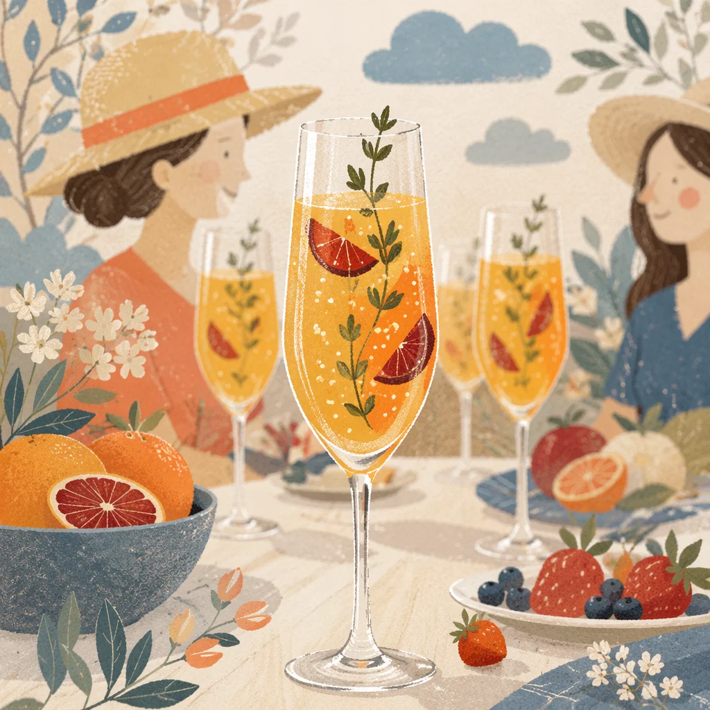 Golden Citrus Cocktails with Herb Garnish