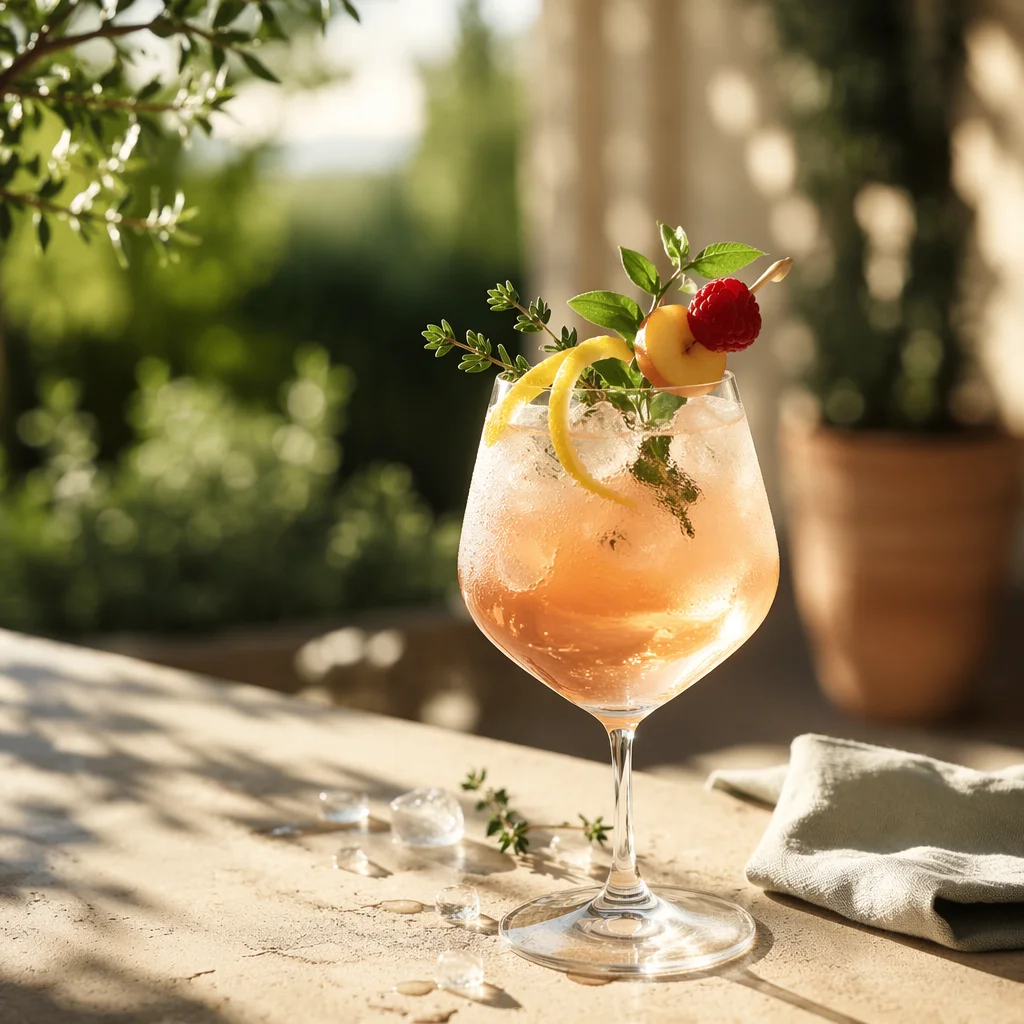 Elegant Herb Garnished Summer Cocktail Closeup