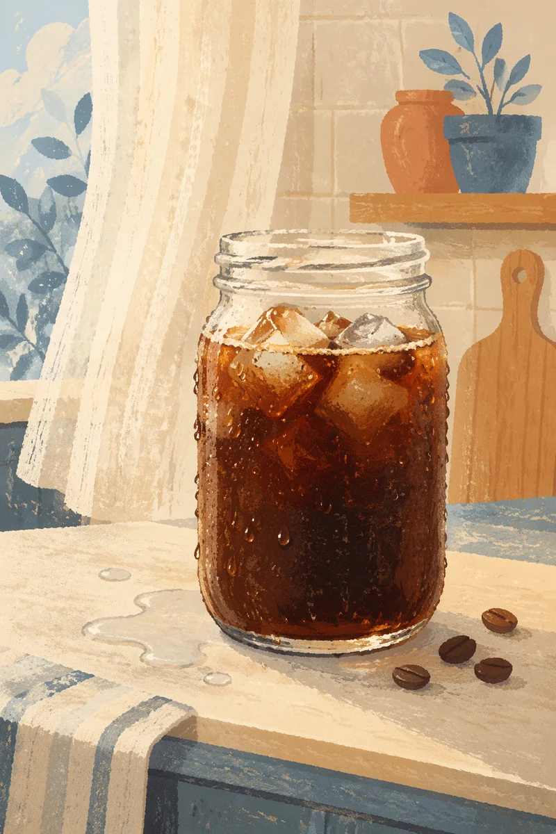 Refreshing Cold Brew Jar in Morning Light