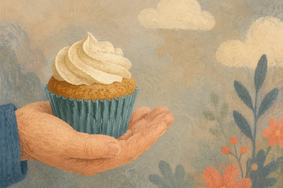 Handheld Cupcake With Cream Frosting