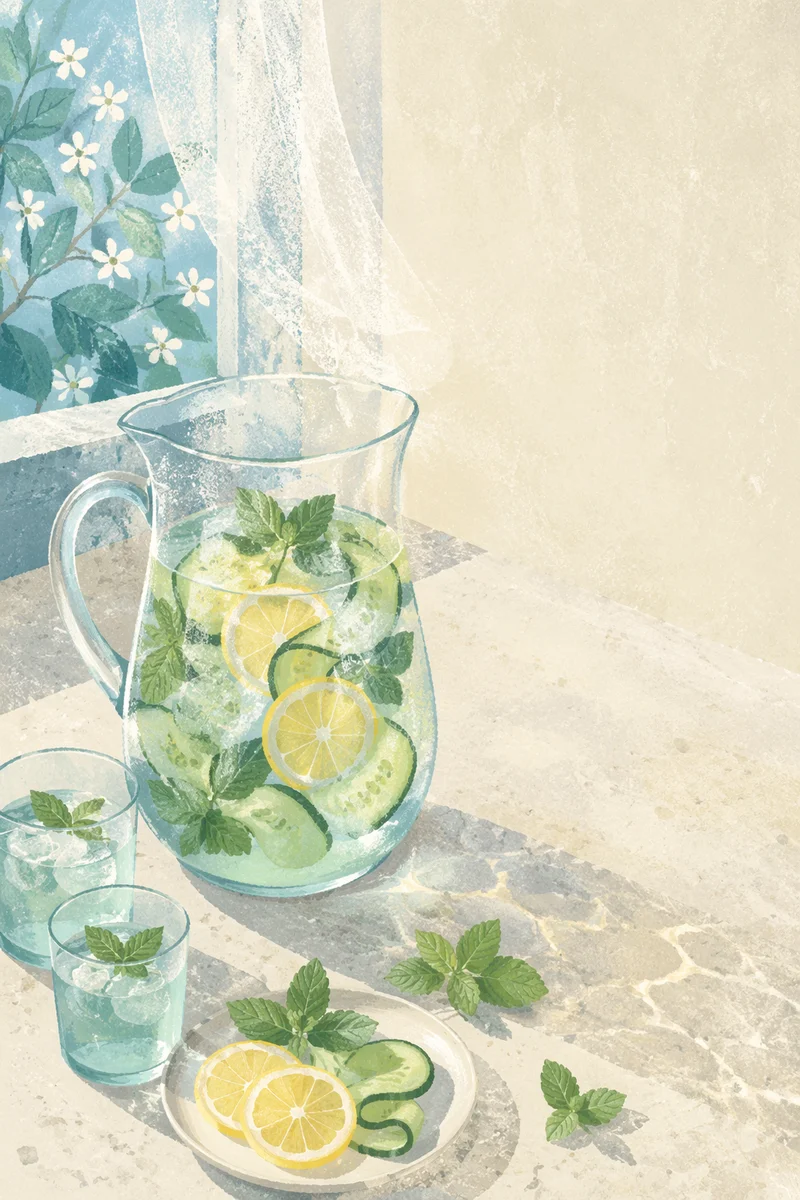 Refreshing Lemon Cucumber Mint Water Pitcher