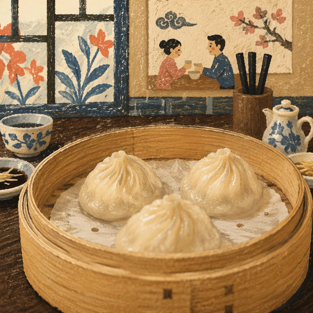 Steamed Dim Sum in Bamboo Basket