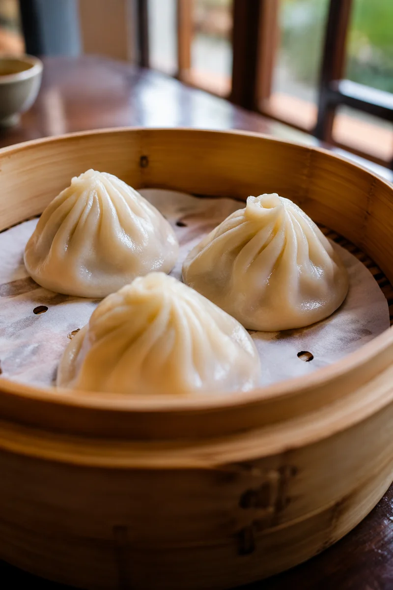 Steamed Dim Sum in Bamboo Basket