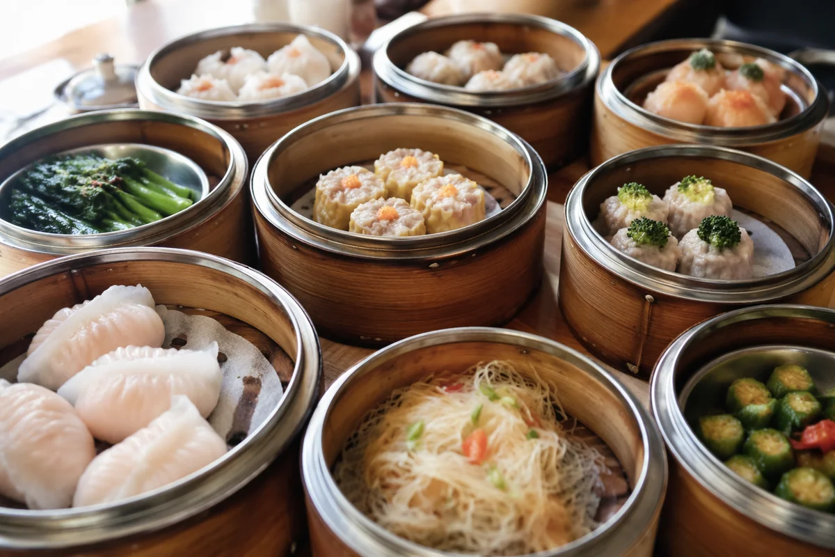 Abundant Dim Sum in Bamboo Steamers