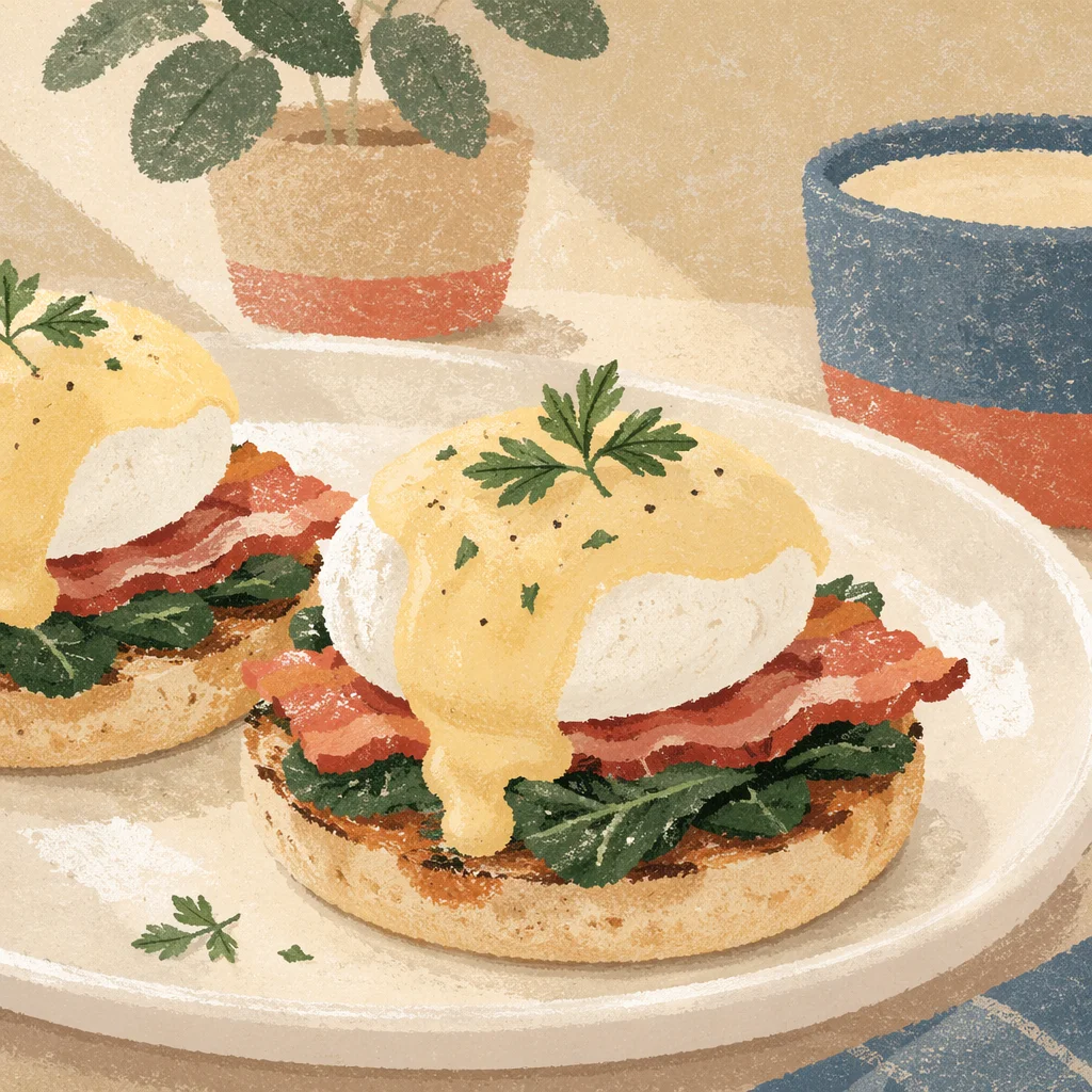 Elegant Eggs Benedict Brunch Plate Close-Up