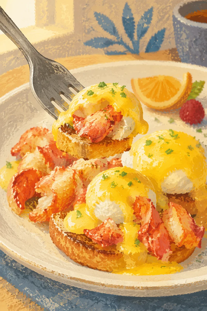 Elegant Lobster Eggs Benedict Brunch Plate