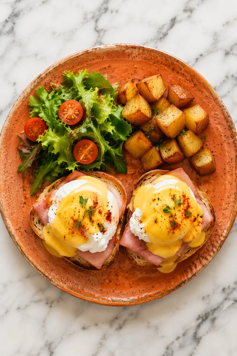 Overhead Eggs Benedict Brunch Plate