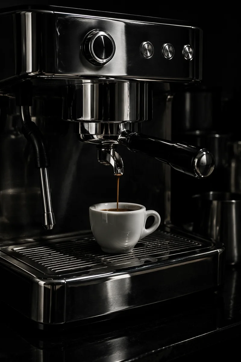 Espresso Pouring Into White Ceramic Cup