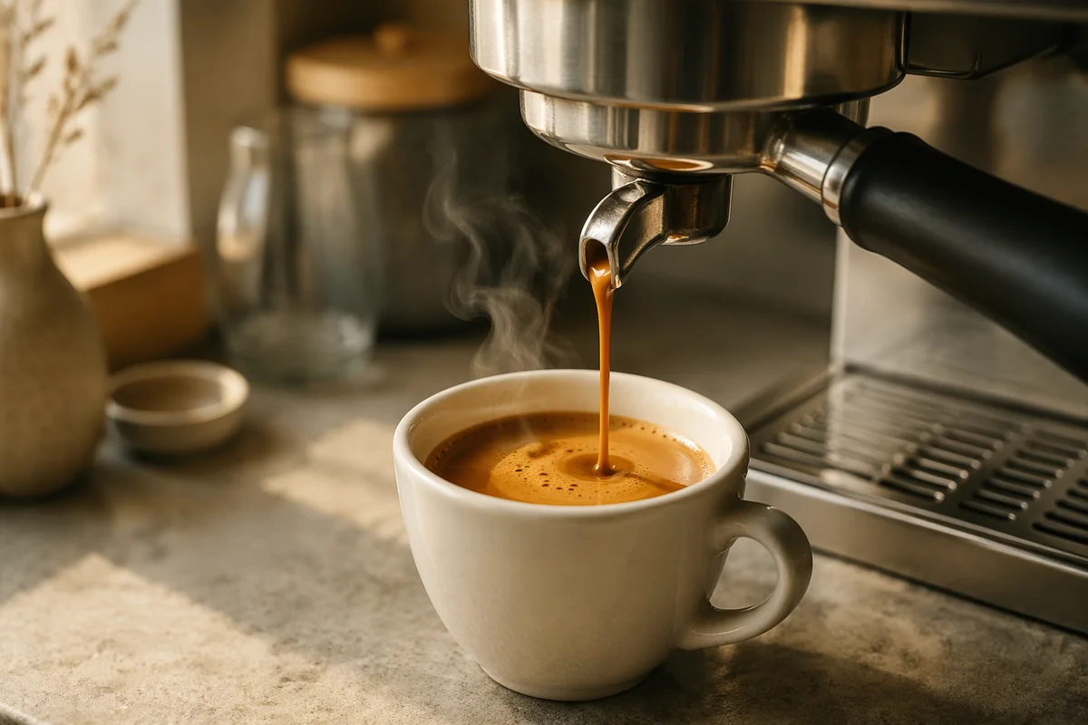 Morning Espresso Pour into White Cup