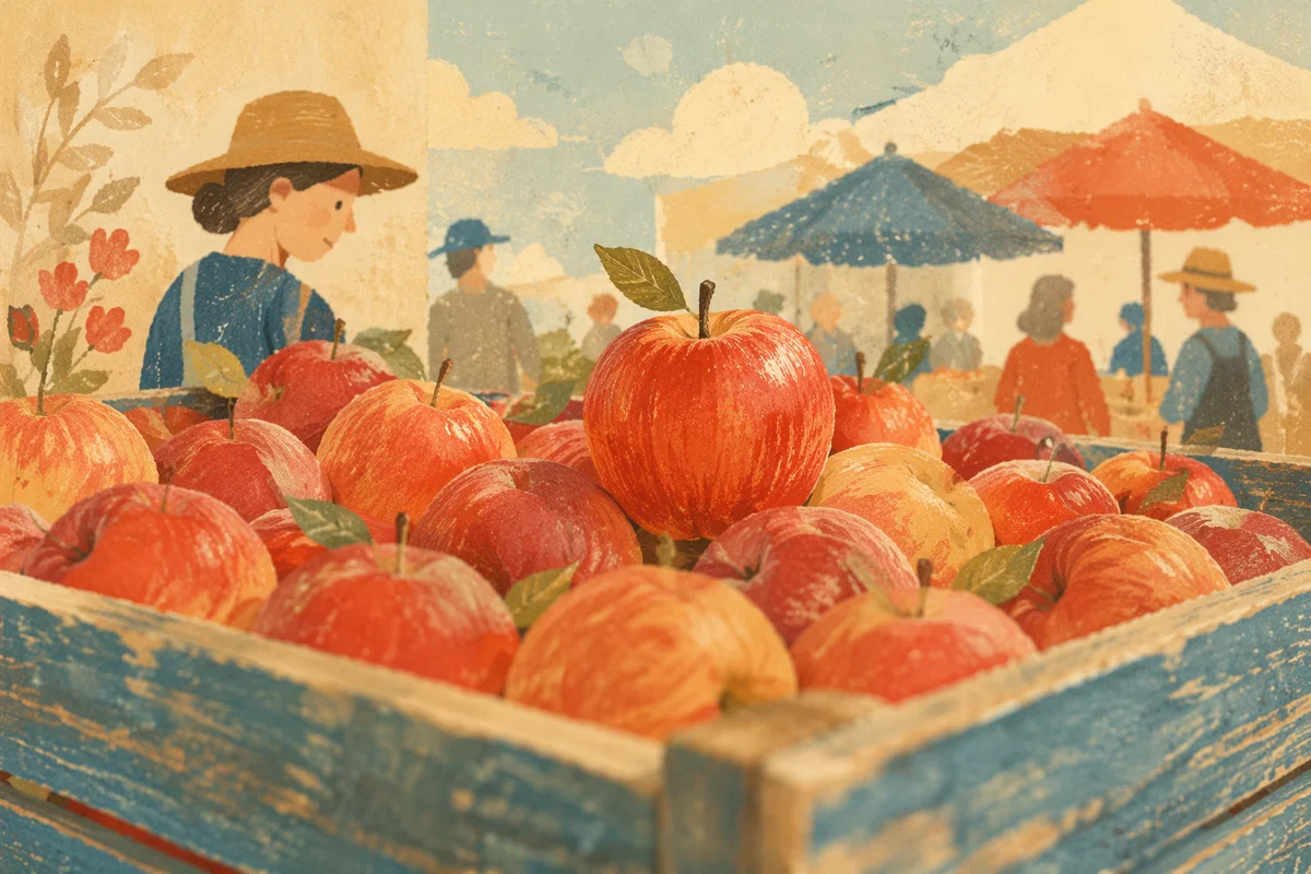 Organic Apples in Rustic Farmers Market Crate