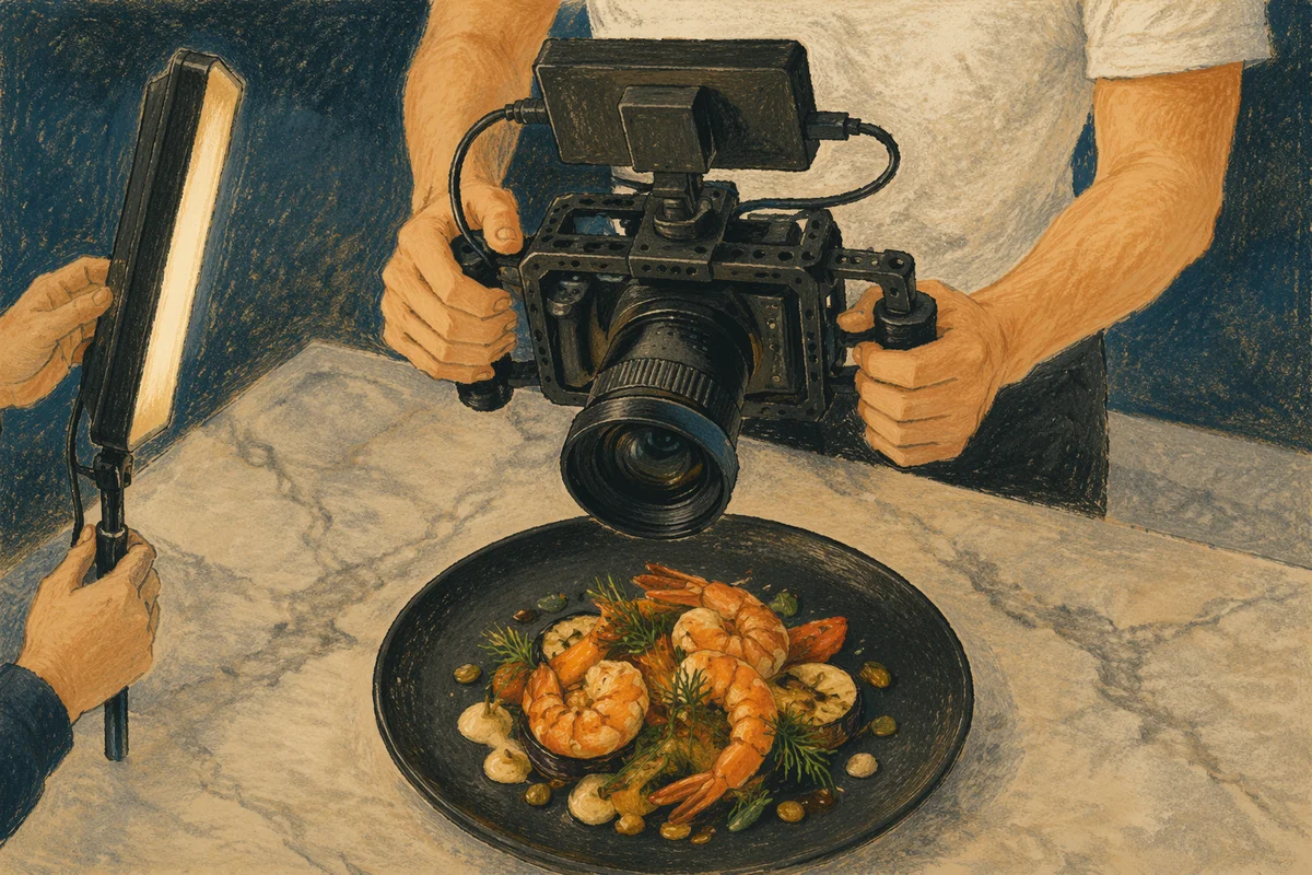 Overhead Seafood Plating Photography Setup