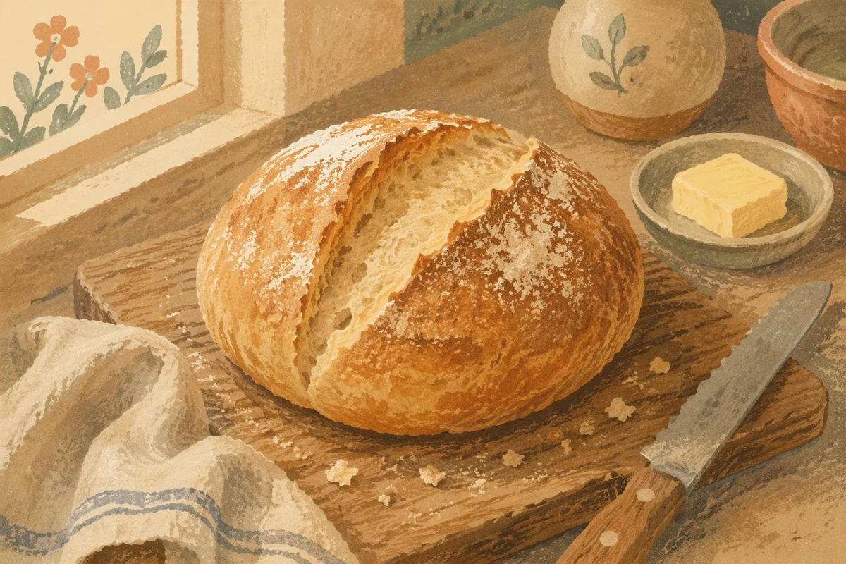 Rustic Fresh Baked Bread Kitchen Still Life