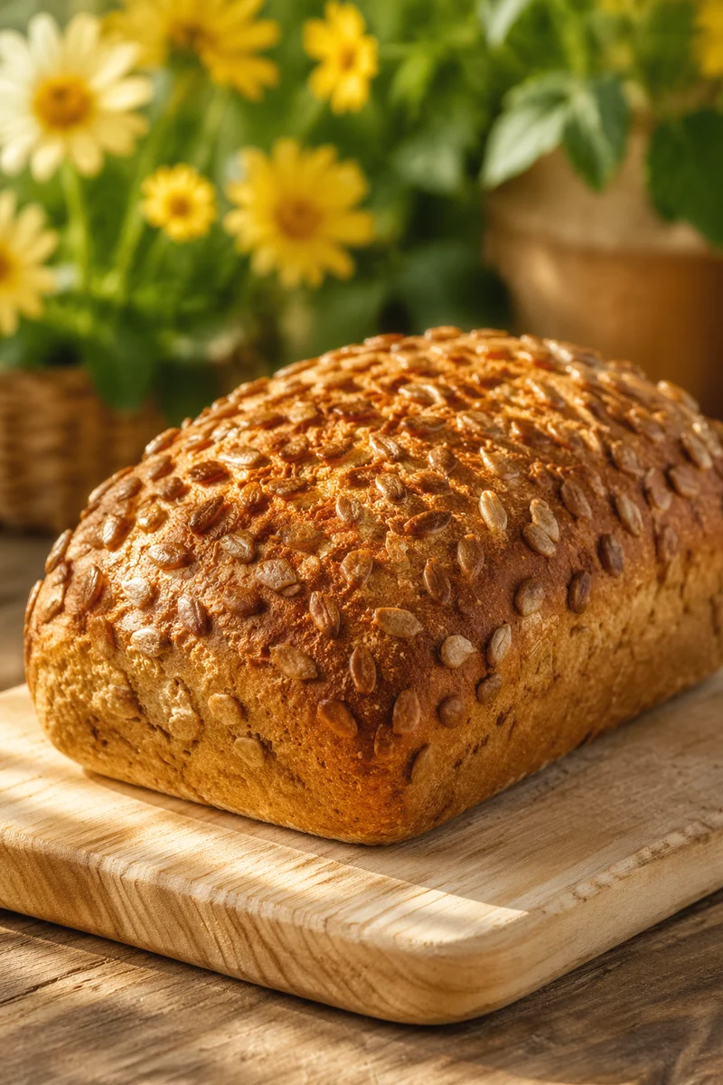 Rustic Sunflower Seed Bread on Wooden Board