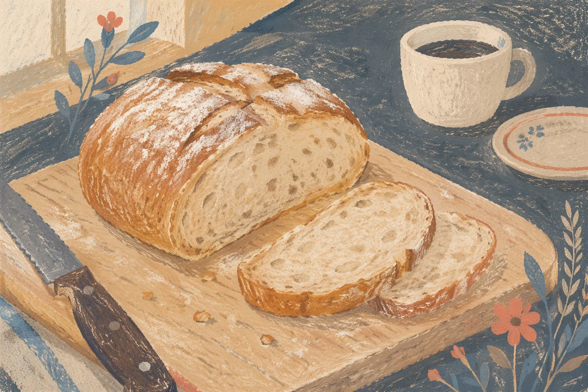 Rustic Fresh Bread Loaf Breakfast Scene