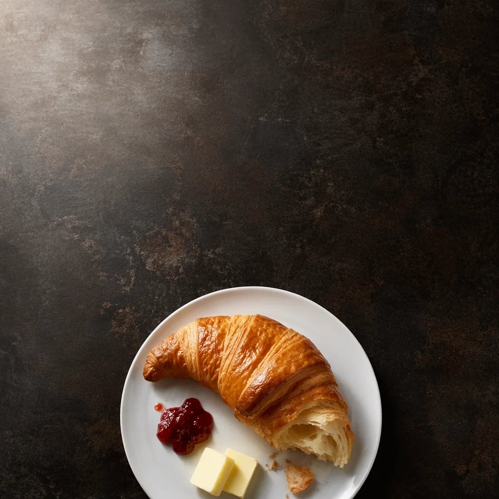 Fresh Croissant with Jam and Butter