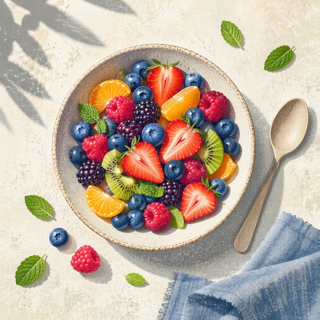 Colorful Fresh Berry Breakfast Bowl Overhead