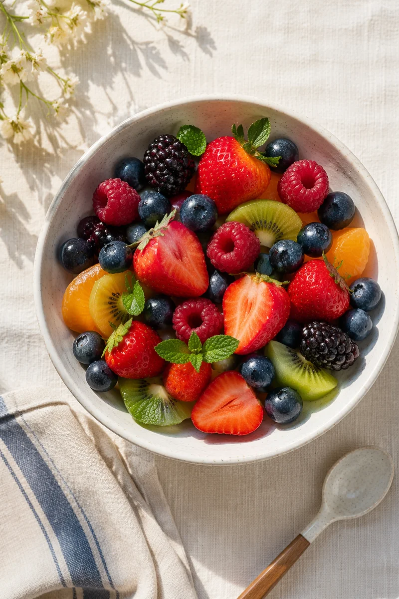 Fresh Berry and Fruit Bowl Flat Lay
