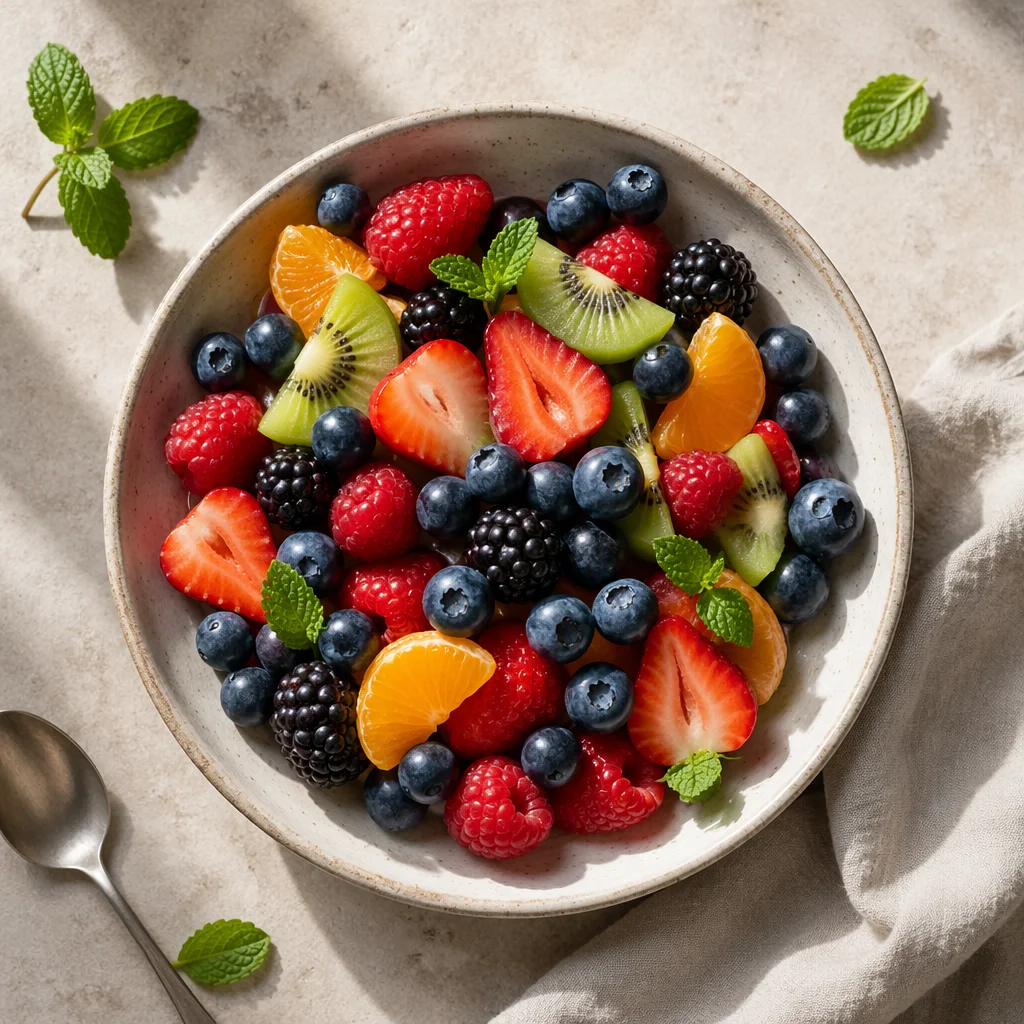 Fresh Berry Fruit Bowl Overhead Breakfast