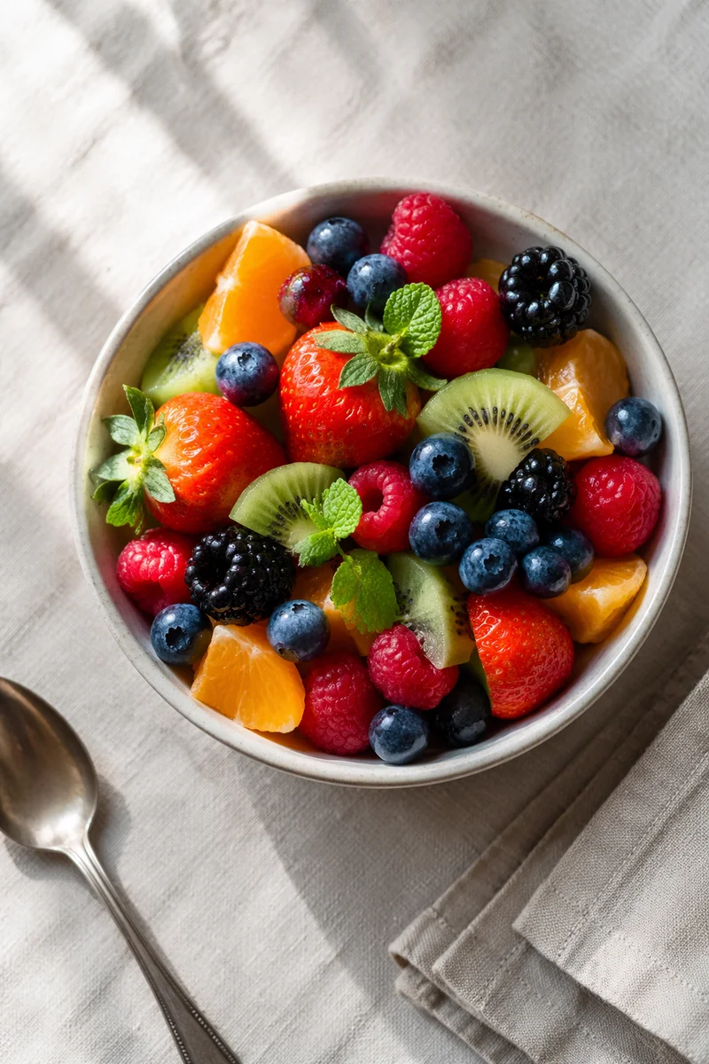 Colorful Fresh Berry Bowl Flat Lay