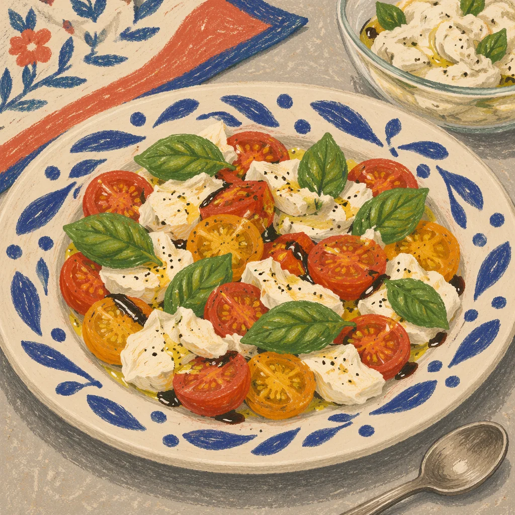 Rustic Caprese Salad with Basil and Mozzarella