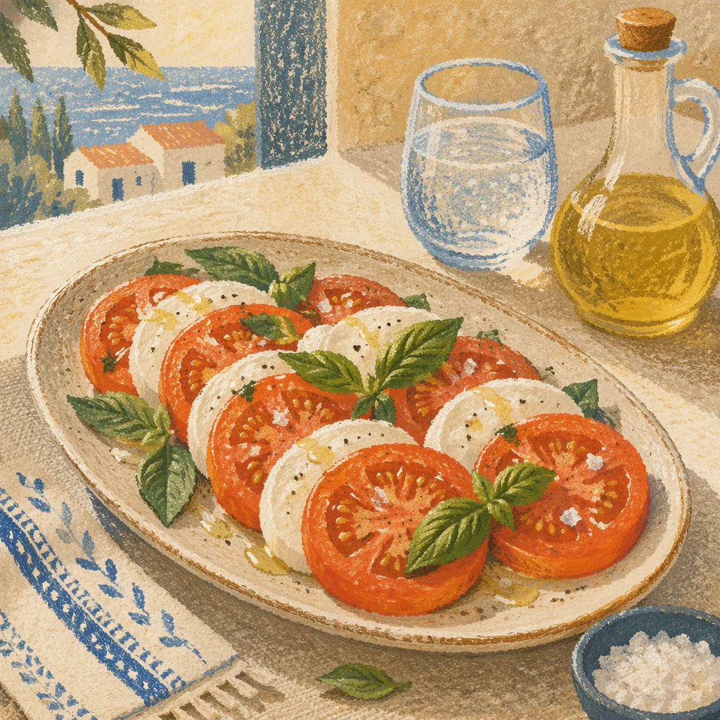 Fresh Caprese Salad on Rustic Platter