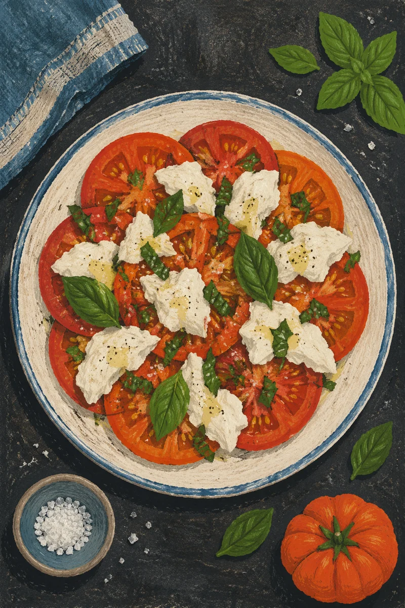 Rustic Caprese Salad Overhead Summer Plate
