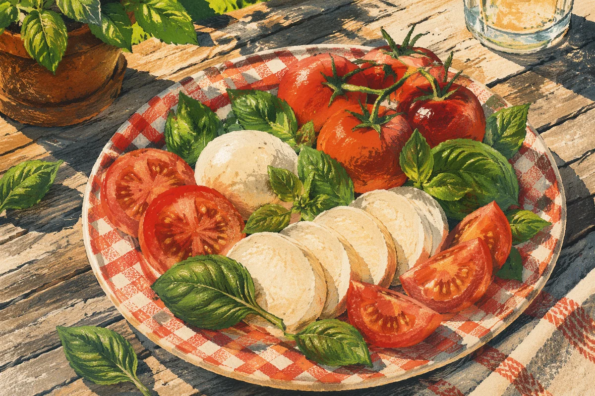 Rustic Caprese Salad in Summer Sunlight