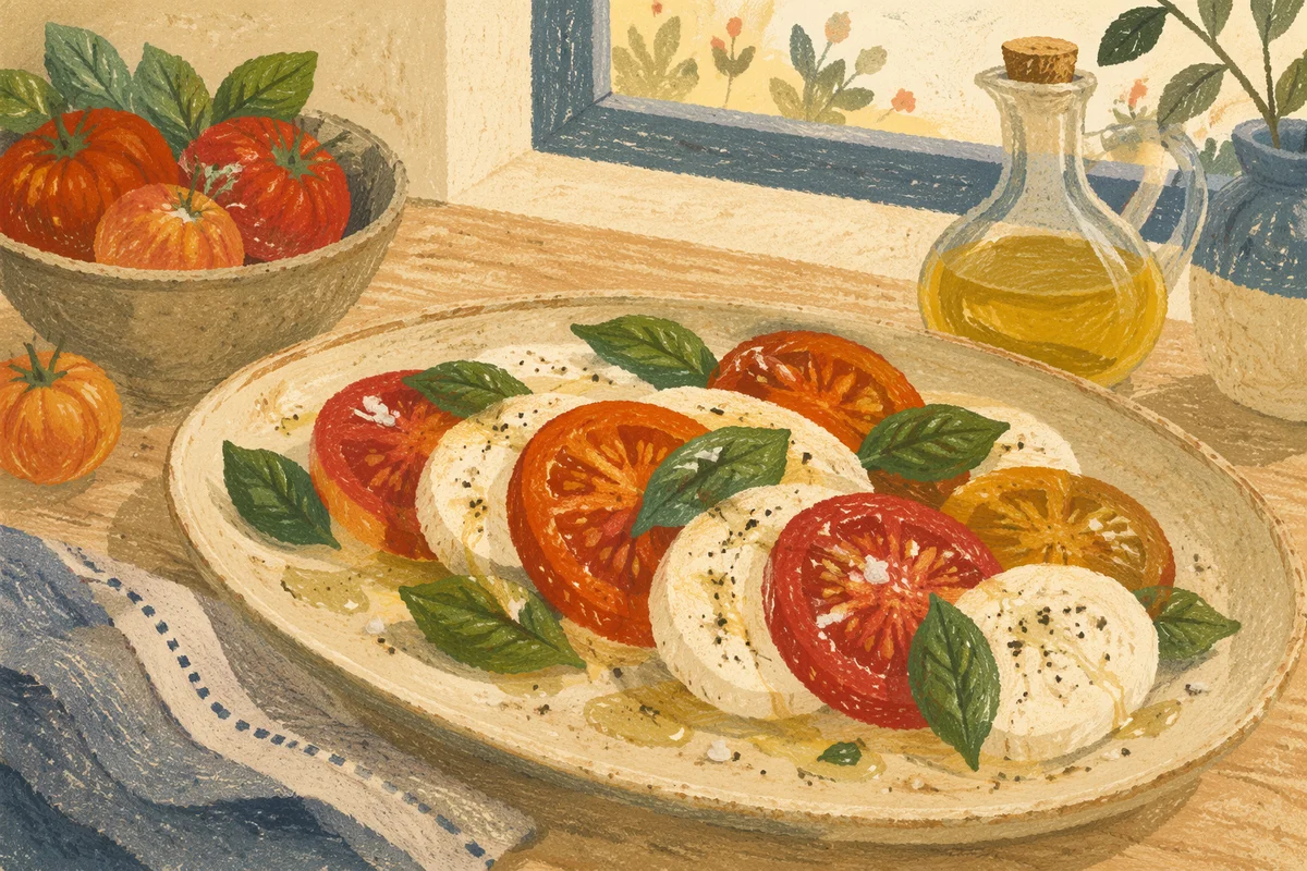 Fresh Caprese Salad on Rustic Platter
