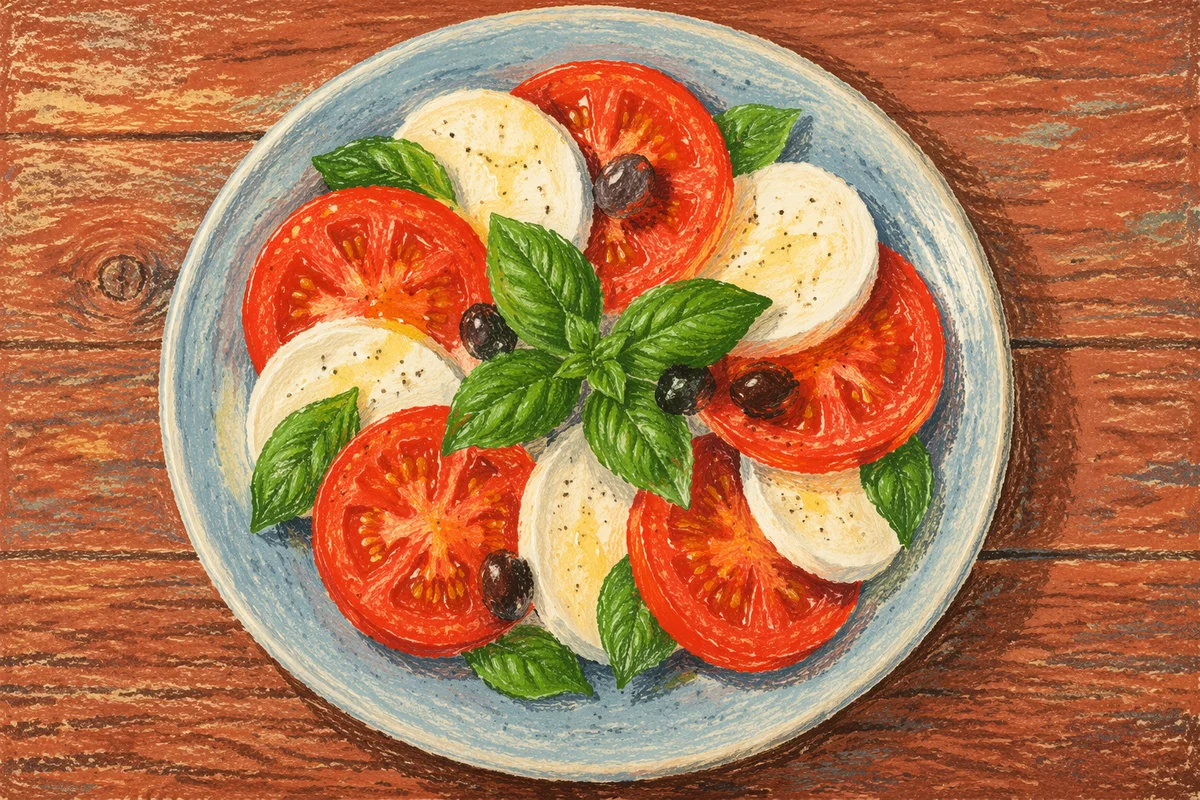 Fresh Caprese Salad on Blue Plate