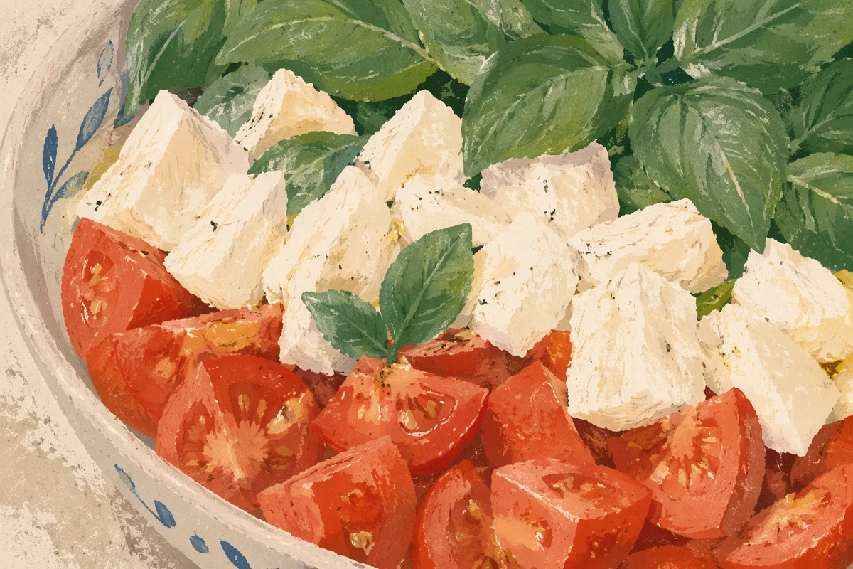 Rustic Caprese Salad With Fresh Basil