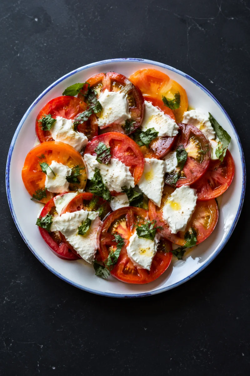 Rustic Caprese Salad Overhead Summer Plate