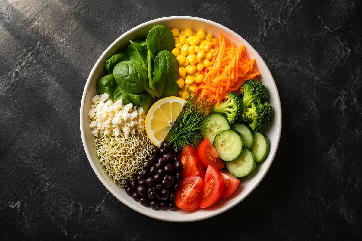 Fresh Colorful Salad Bowl Top View