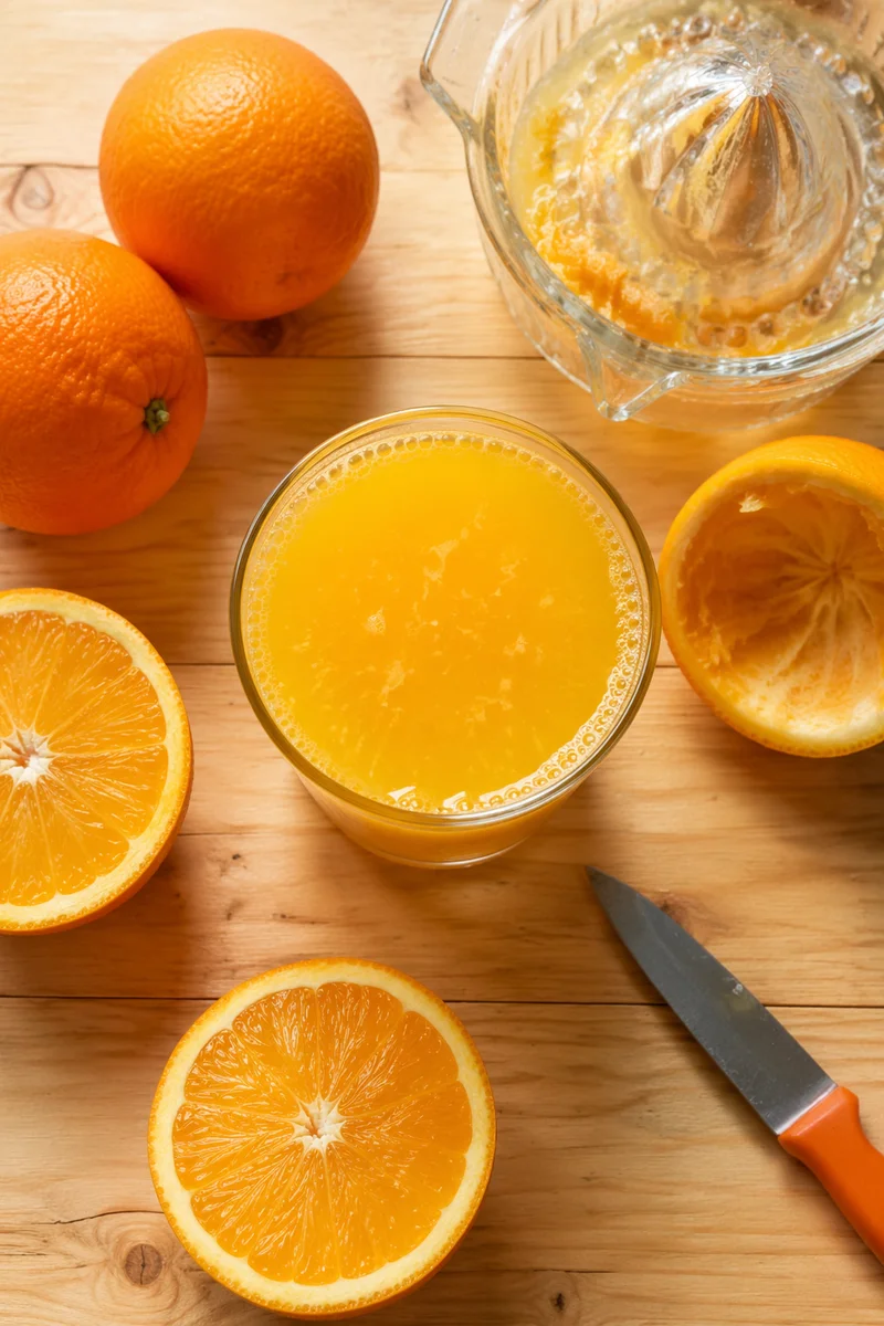 Fresh Orange Juice Flat Lay