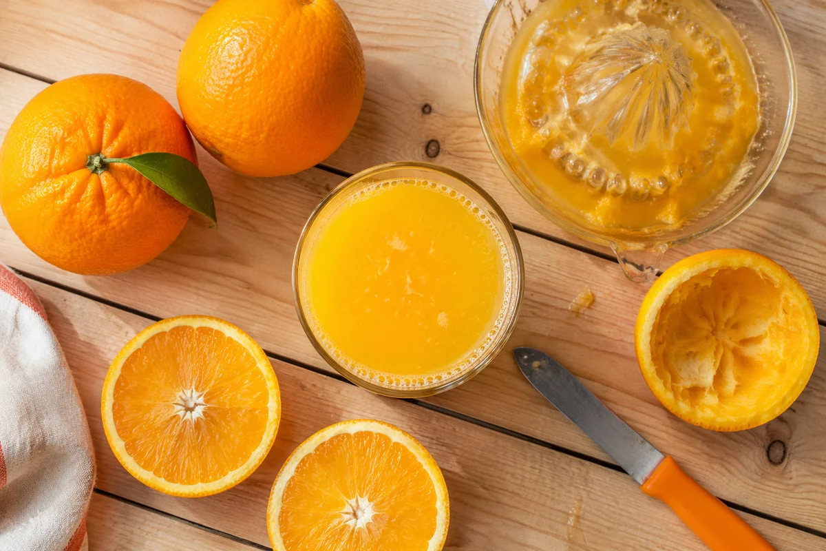 Fresh Orange Juice Flat Lay Breakfast