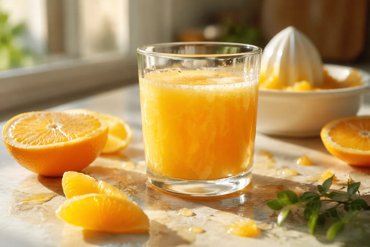 Freshly Squeezed Orange Juice in Morning Light