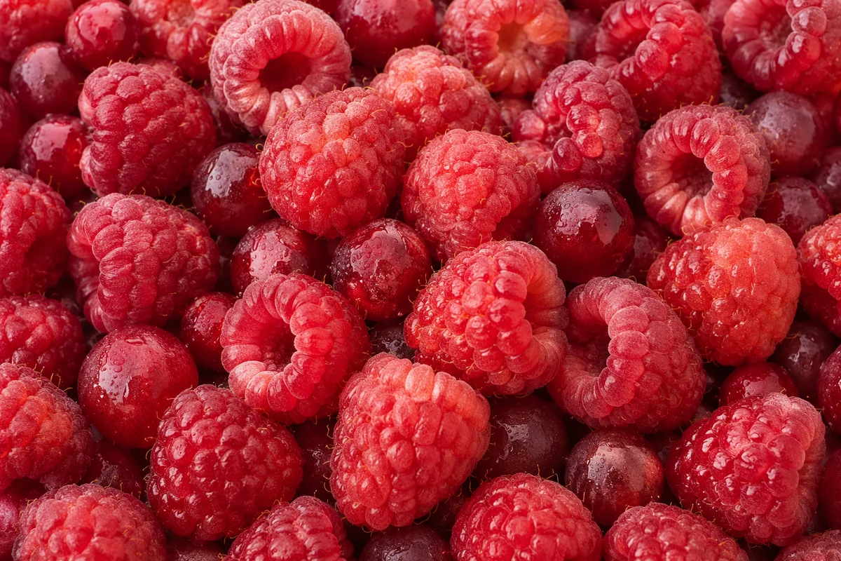Fresh Raspberry and Grape Platter Close-Up