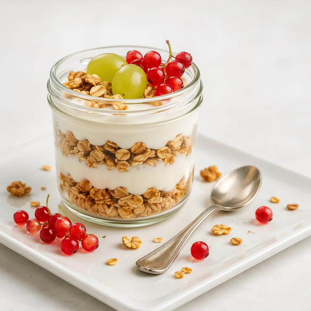 Layered Granola Yogurt Parfait With Berries