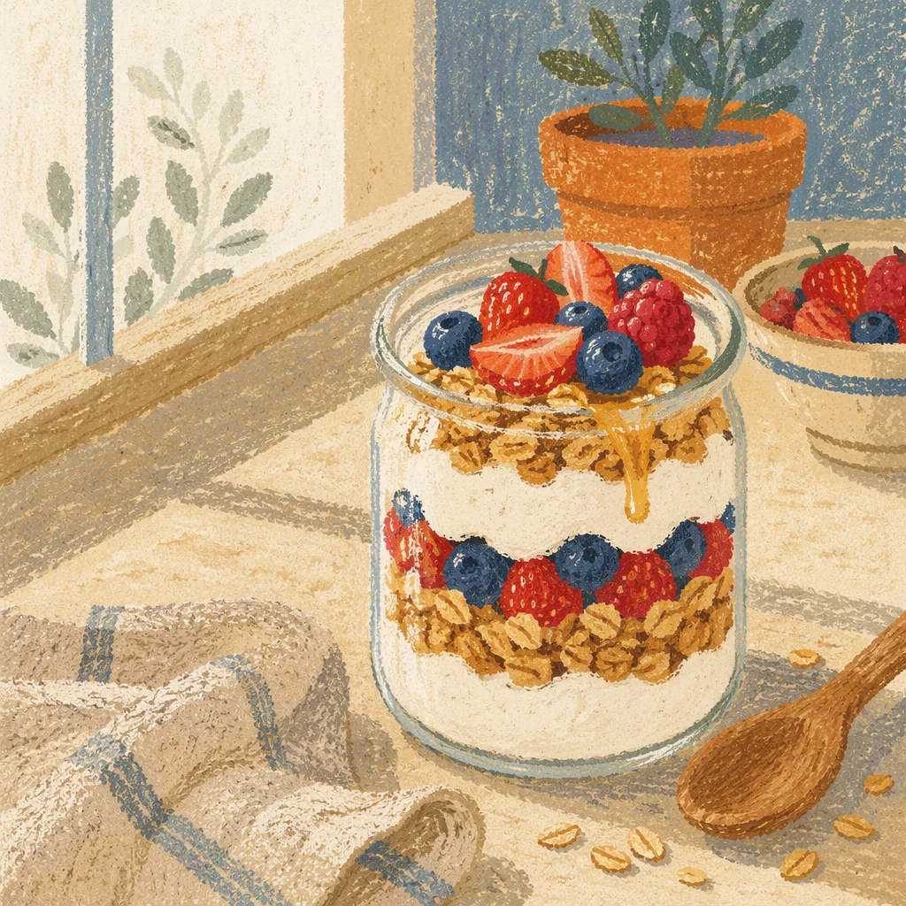 Sunlit Granola Yogurt Parfait in Glass Jar