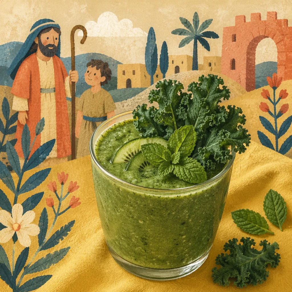 Green Smoothie with Kale on Yellow Backdrop