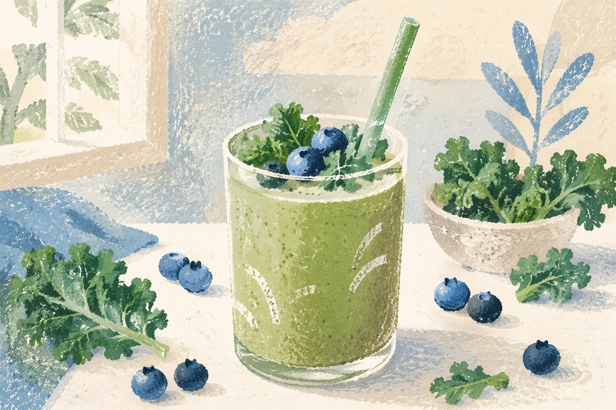 Fresh Green Smoothie with Kale Topping