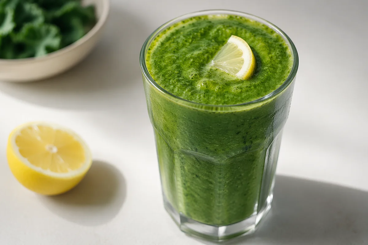 Fresh Kale Fruit Smoothie in Glass