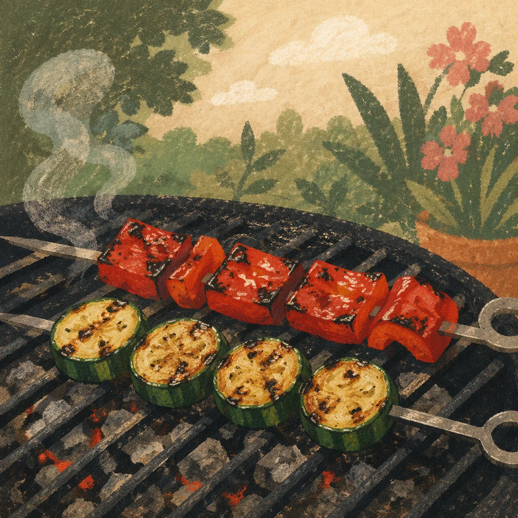 Grilled Vegetable Skewers on Summer Barbecue