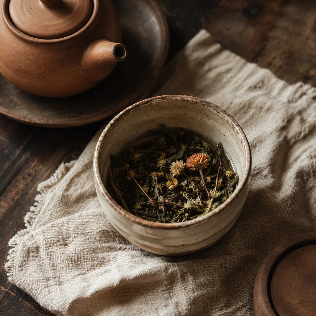 Rustic Herbal Tea Cup With Dried Flowers